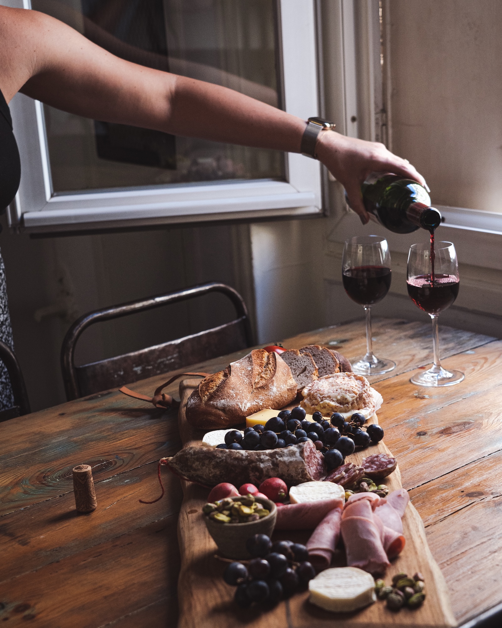 Paris market cheese and wine